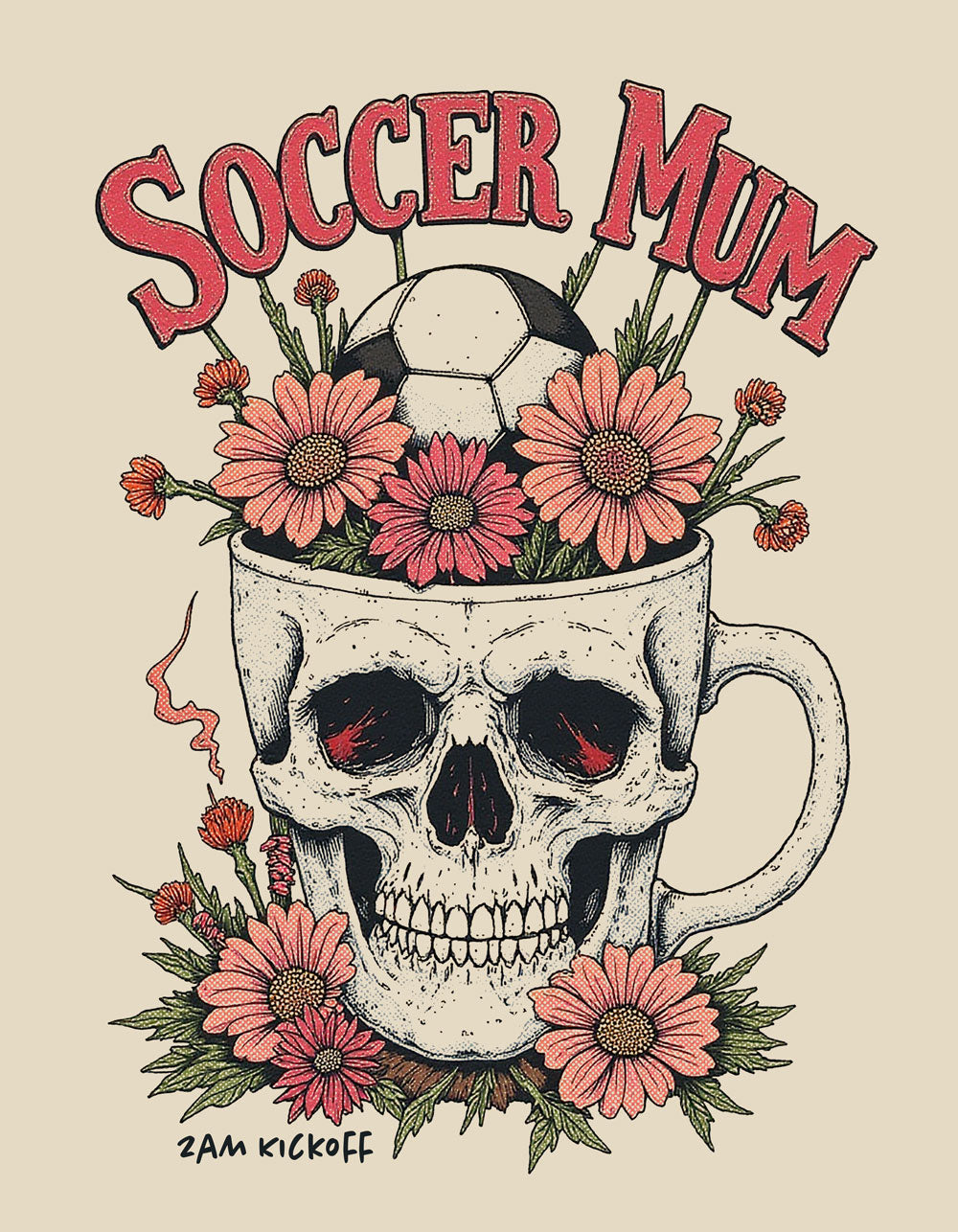 Soccer Mum Skull Coffee - Tshirt