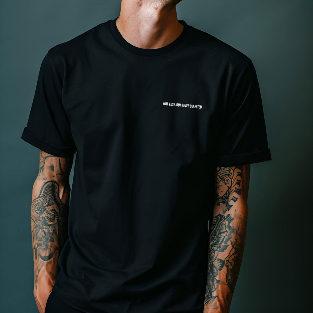 Win. Lose. But Never Defeated - Minimalist Football Shirt